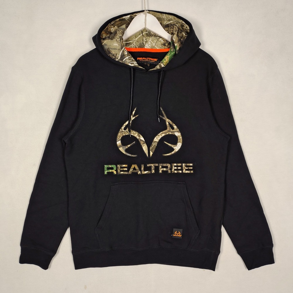 Realtree Par Boston Traders Black Camo Logo Hoodie Mens Medium Sweatshirt